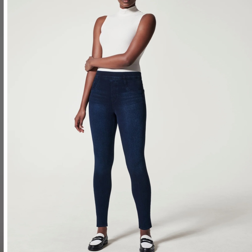 SPANX pull on jeans jean-ish ankle leggings L